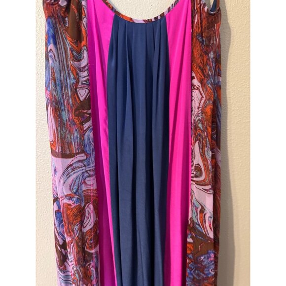Ella Moss Silk Maxi Dress M Medium Tiered Sleeveless Flowy Pinks Purples Belted - Picture 10 of 15